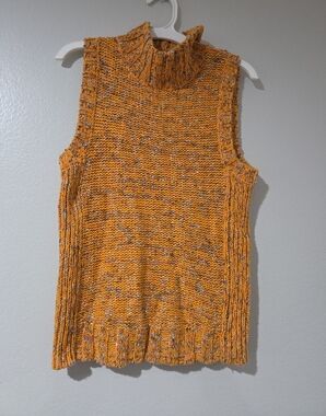 Anthropologie Sleeveless Cowlneck Sweater - Mustard Yellow